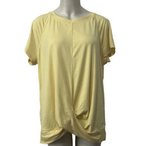 Women's Jones New York Sport Yellow Short Sleeve Twist Front T-Shirt Size L